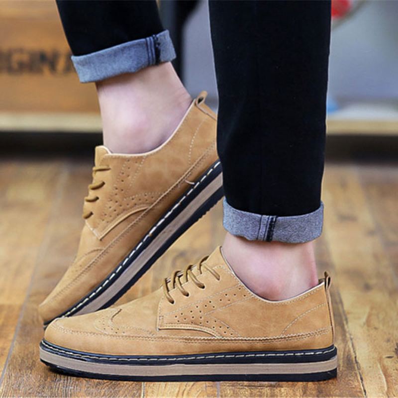 Mænd Casual Retro Britisk Stil Læder Brogue Oxfords Sko
