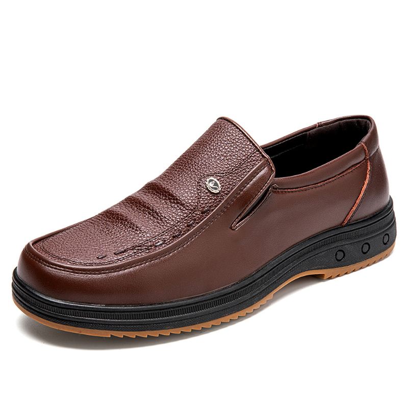Mænd Koskind Skridsikker Blød Sål Åndbar Slip-on Business Dress Sko