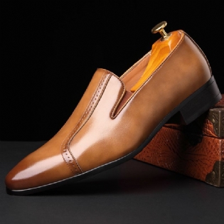 Mænd Læder Åndbar Blød Sål Med Spids Tå Slip On Casual Dress Sko