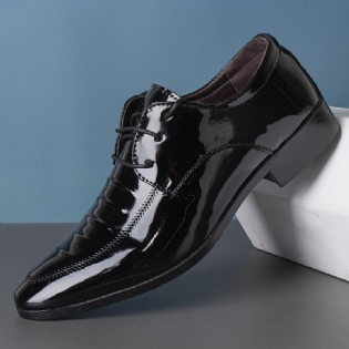 Mænd Læder Åndbar Spids Tå Blød Sål Snøresko Business Casual Dress Sko
