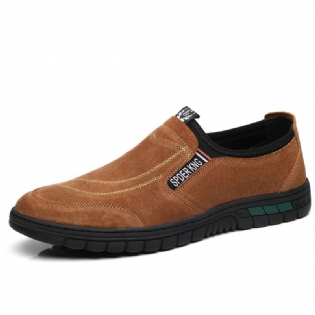 Mænd Pigskin Lædersting Skridsikker Rund Tå Lazy Slip-on Loafers Sko