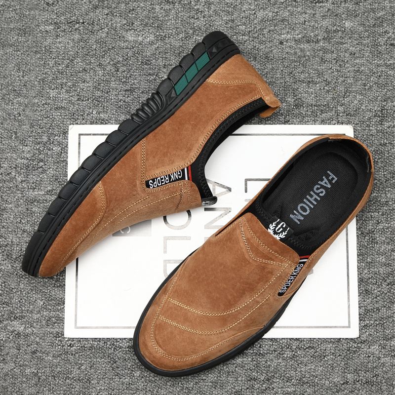 Mænd Pigskin Lædersting Skridsikker Rund Tå Lazy Slip-on Loafers Sko