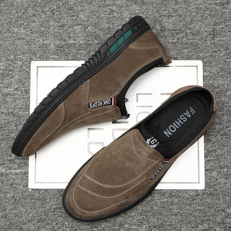 Mænd Pigskin Lædersting Skridsikker Rund Tå Lazy Slip-on Loafers Sko