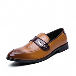 Mænd Retro Metal Splejsning Læder Slip På Business Casual Gentle Sko