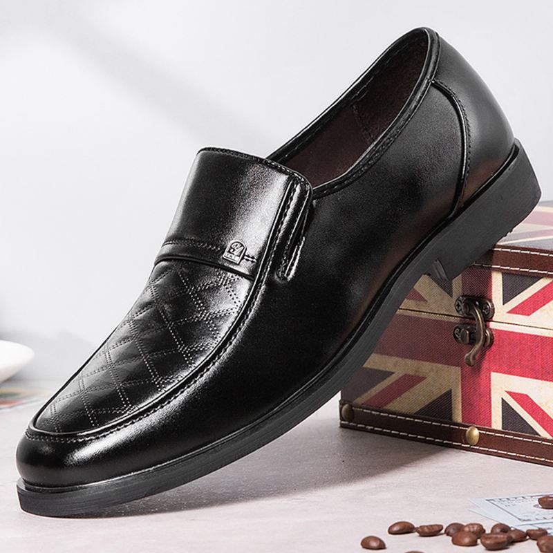 Mænd Stribet Rhombus Mønster Slip-on Blød Sål Casual Business Sko