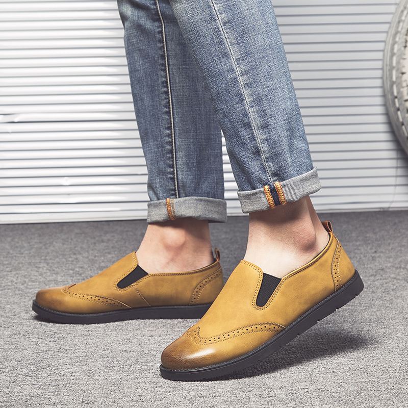 Mænds Business Casual Loafers Chelsea Slip On Work Dress Håndsyede Sko