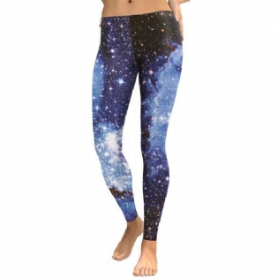 3d Digital Sort Blå Galaxy Leggings