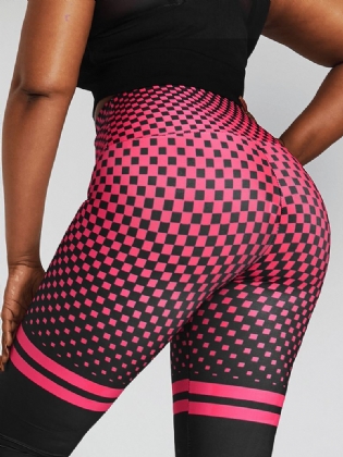 Berømte Stribet Med Tryk Elastiske Højtalje Sport Yoga Leggings