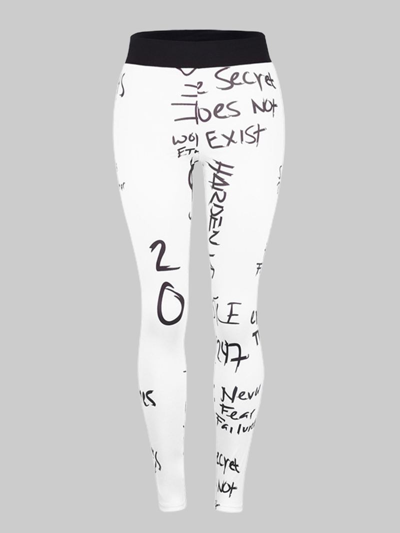 Bogstaver Med Tryk Hit Lift Yoga Bodycon Sport Leggings Til Kvinder