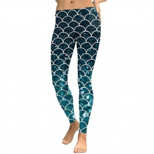 Dame Mermaid Glitter Leggings Med Digitaltryk