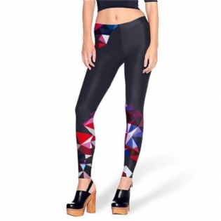 Farverige Geometriske Kunsttryk Kvinder Leggings