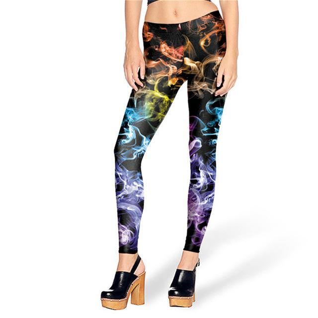 Farvet Røg Trykt Dame Leggings