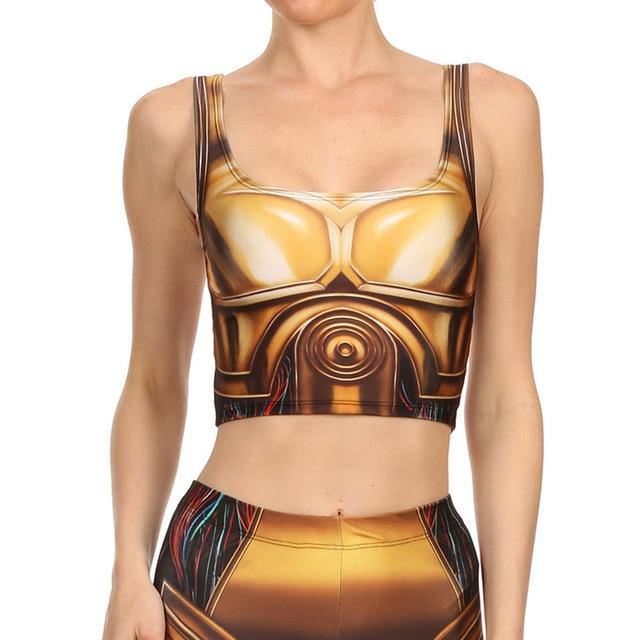 Guld Robot Digital Med Tryk Leggings