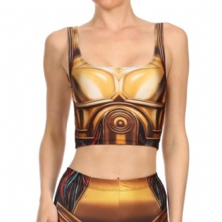 Guld Robot Digital Med Tryk Leggings