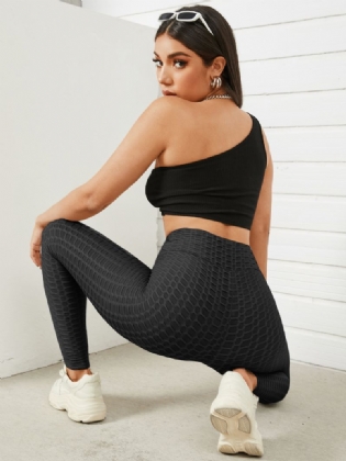 Kvinder Ensfarvet Tekstur Sporty Elastisk Talje Super Stretch Leggings