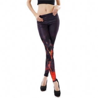 Kvinder Red Fire Printede Leggings