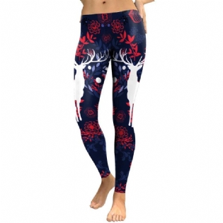 New Arrival Leggings Kvinder Sika Deer Digital Med Tryk Animal Fitness Legg Slim Elastic Workout Plus Size Legging
