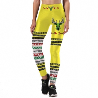 Nye Efterårsleggings Kvinder Sporting Ugly Christmas Dyr Sika Deer 3d Printet Legging Højtaljede Bukser Bukser Leggins