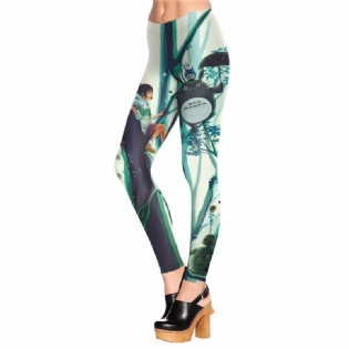 Nyt Design Mode Slank Spirited Away Totoro Leg Castle In The Sky Legg Printede Kvinder Leggings Kvinde Bukser
