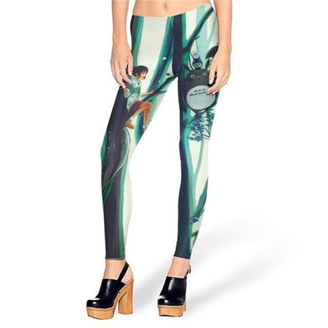 Nyt Design Mode Slank Spirited Away Totoro Leg Castle In The Sky Legg Printede Kvinder Leggings Kvinde Bukser