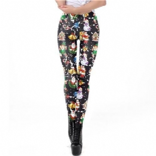 Santa Claus Med Tryk Leggings Til Kvinder Julegave