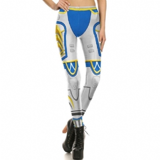 Spil Cosplay Kvinder Leggings Armor Digital Med Tryk Guld Metal Plus Size Legg High Waist Workout Legging