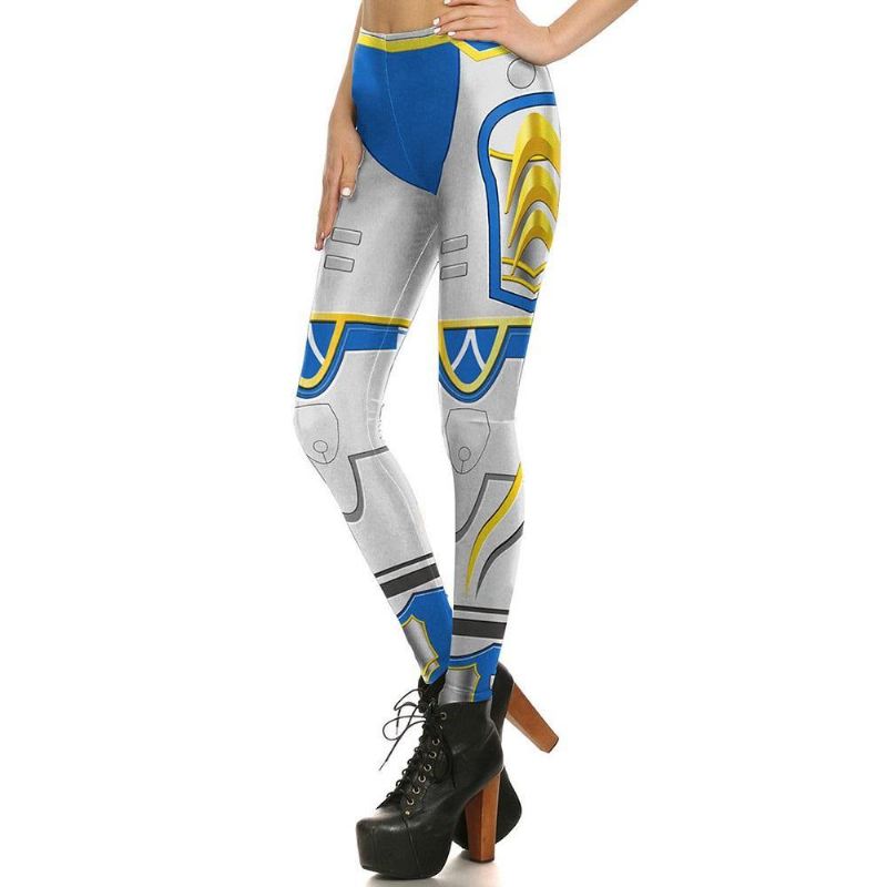 Spil Cosplay Kvinder Leggings Armor Digital Med Tryk Guld Metal Plus Size Legg High Waist Workout Legging