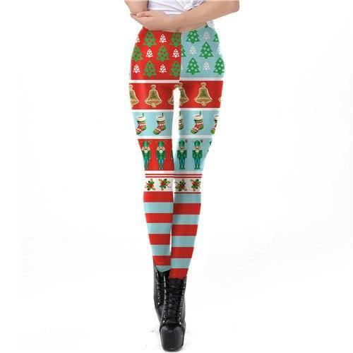 Stripe Tribal Leggings Kvinder Plus Size Juleleggings