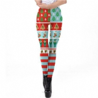 Stripe Tribal Leggings Kvinder Plus Size Juleleggings