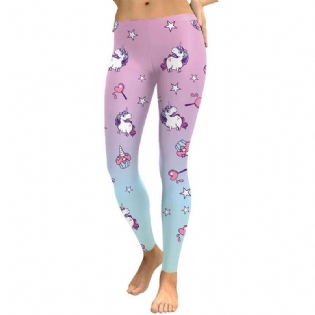 Unicorn Series Kvinder Leggings Star Ice Cream Digital Med Tryk Legg Sweat Workout Kvinde Legging Slim Pants