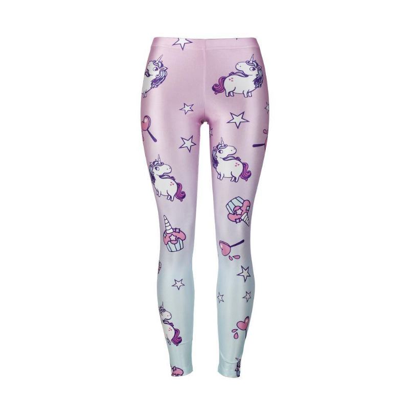 Unicorn Series Kvinder Leggings Star Ice Cream Digital Med Tryk Legg Sweat Workout Kvinde Legging Slim Pants