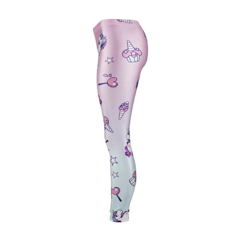 Unicorn Series Kvinder Leggings Star Ice Cream Digital Med Tryk Legg Sweat Workout Kvinde Legging Slim Pants