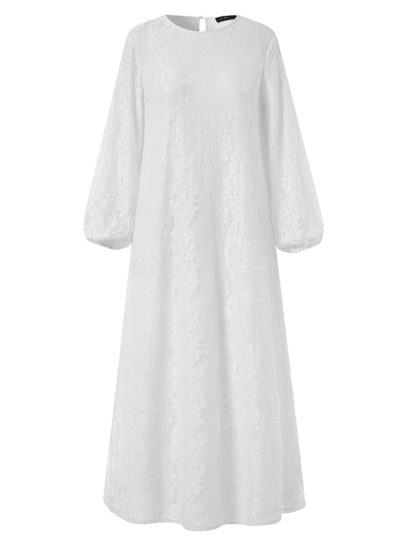 Kvinder 100% Bomuld Abaya Kaftan Lace Patchwork Afslappet Brudekjole
