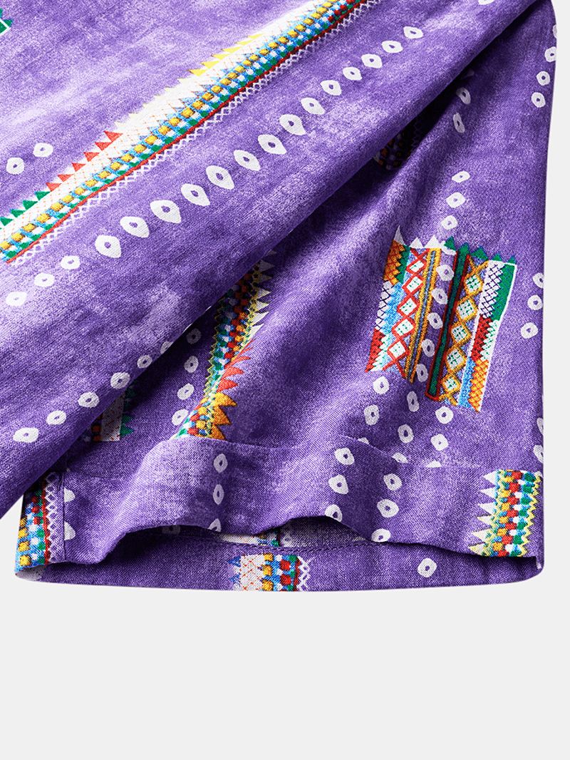 Kvinder Bohemia Vintage Med Tryk Kortærmet Pocket Casual Kjole