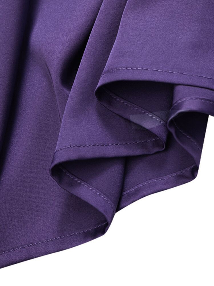 Kvinder Satin Solid Puff Sleeve Midi-kjoler I Knælængde