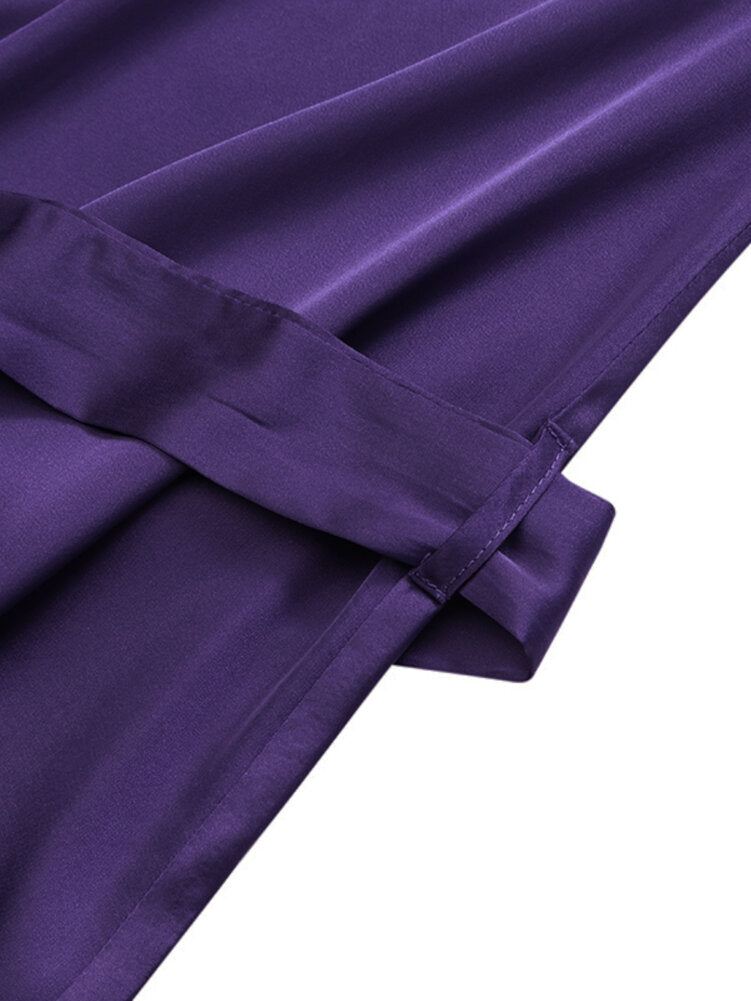 Kvinder Satin Solid Puff Sleeve Midi-kjoler I Knælængde