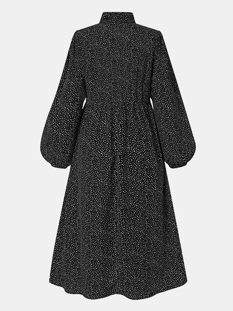 Kvinder Vintage Polka Dot Med Tryk Knotted Big Swing Casual Langærmet Kjole