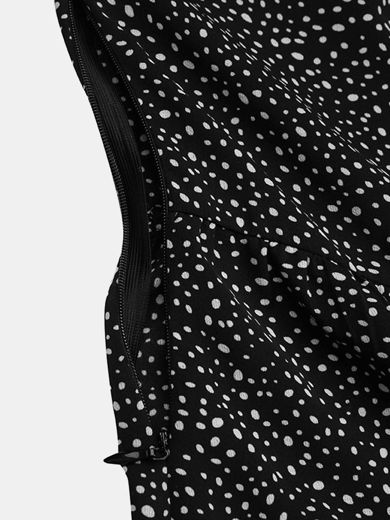 Kvinder Vintage Polka Dot Med Tryk Knotted Big Swing Casual Langærmet Kjole