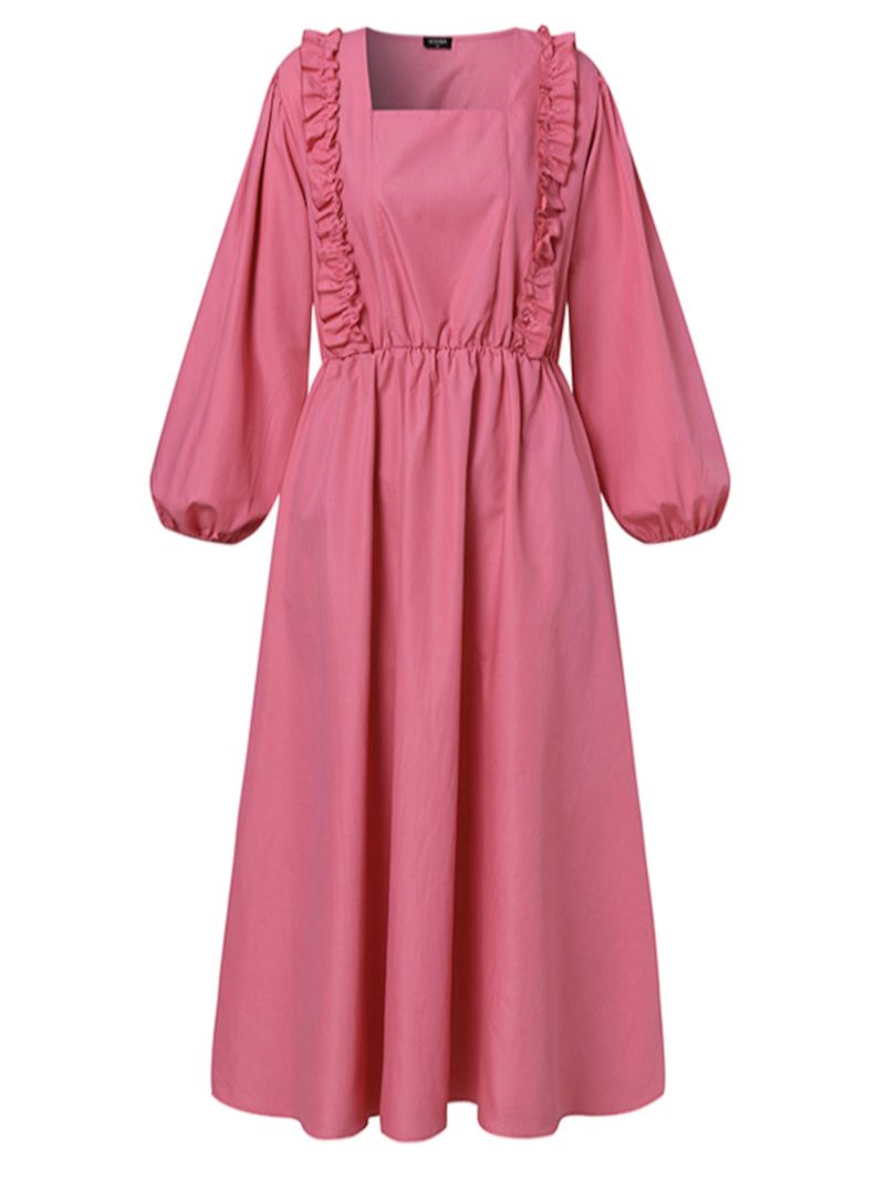 Puff Sleeve Pleating Leisure Holiday Casual Dress Til Kvinder