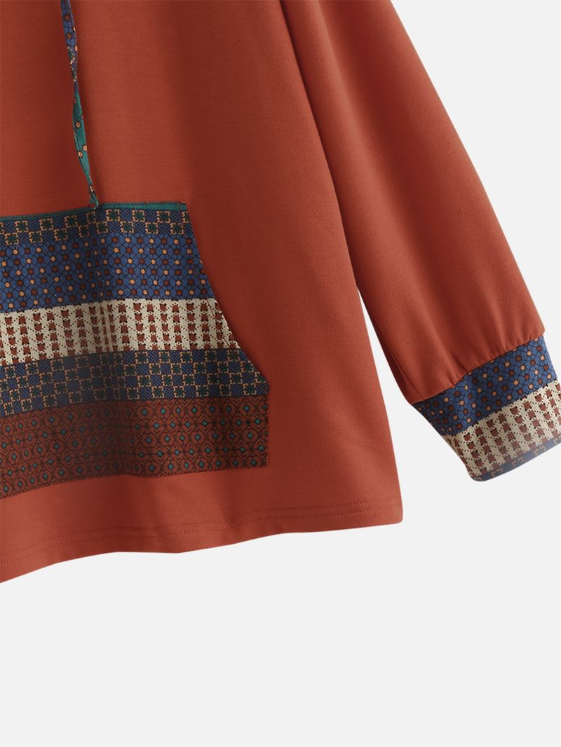 Casual Pocket Patch Overhead Sweatshirt Med Hættetrøjer