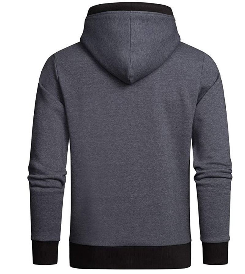 Ensfarvet Plus Fleece Hættetrøje Løst Herretøj