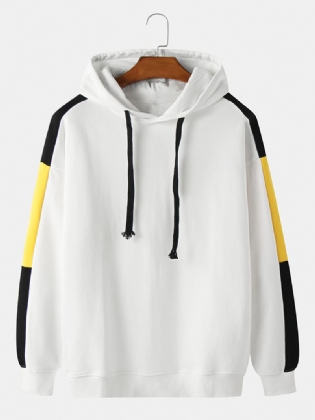 Herre 100% Bomuld Colorblock Syning Ærmer Casual Hættetrøjer Med Snøre