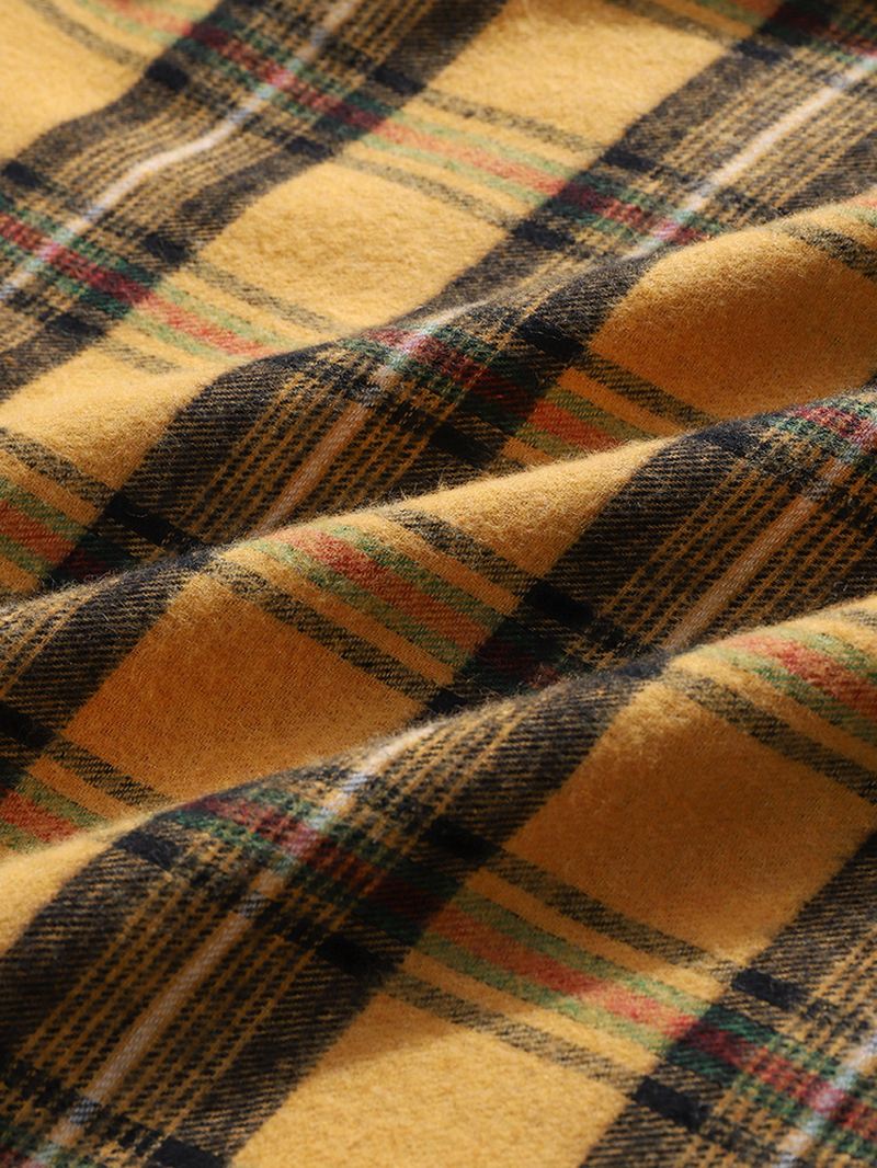 Herre 100% Bomuld Vintage Plaid Patchwork Varme Langærmede Hættetrøjer