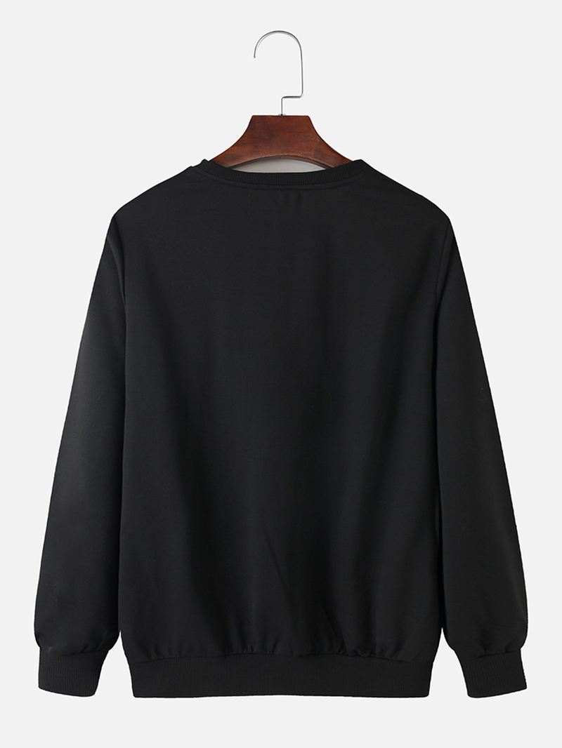 Herre Astronaut Brev Trykning Bomuld Rund Hals Afslappet Sweatshirts