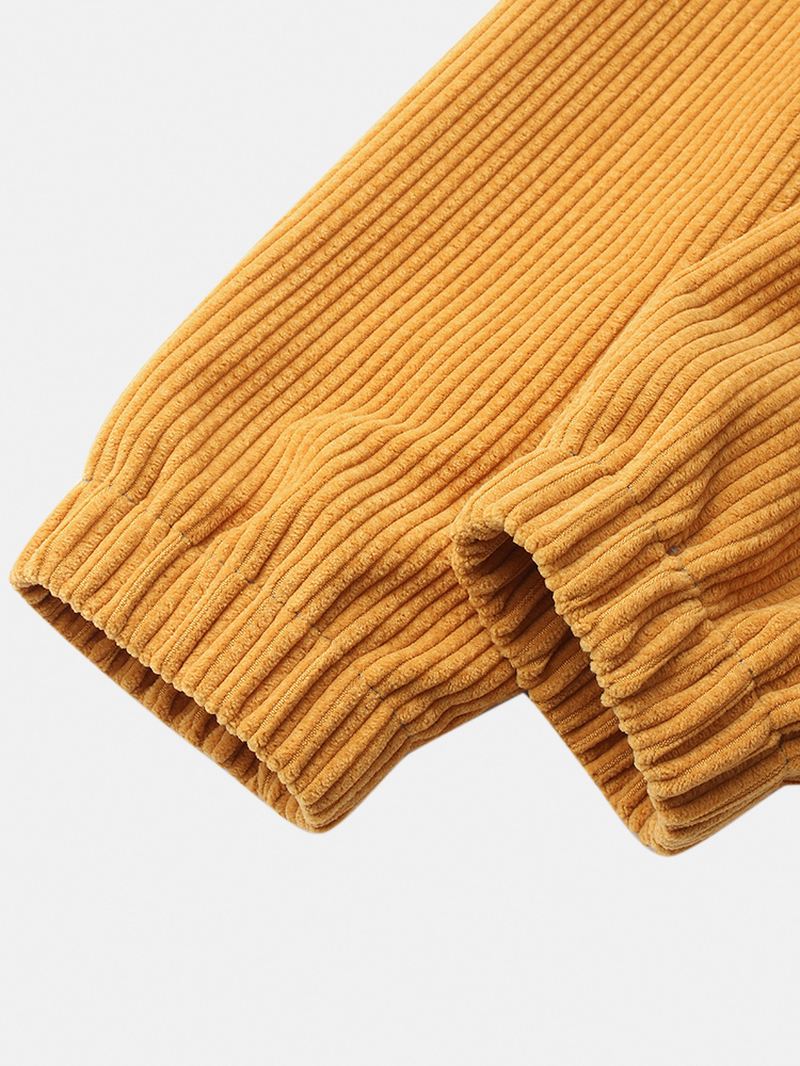 Herre Corduroy Patchwork Kængurulomme Bodycon Hem Hættetrøjer Med Snoretræk