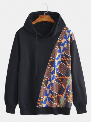 Herre Mode Mønster Trykning Hætte Snøre Langærmet Afslappet Sweatshirt