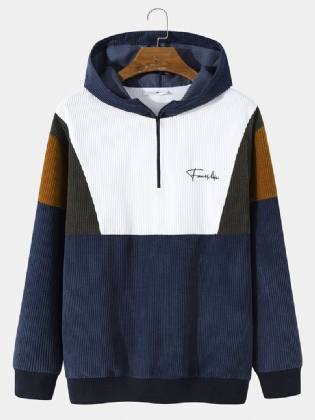 Herre Preppy Style Colour Block Half-zip Fjeldstrøje Hættetrøje
