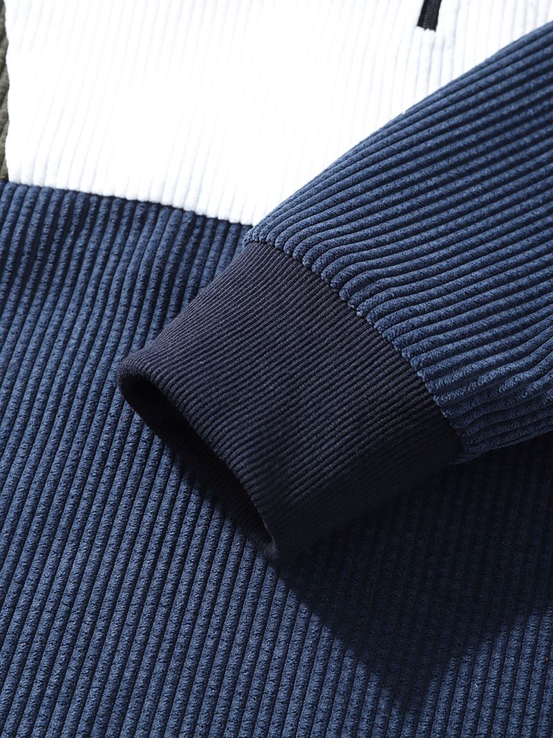Herre Preppy Style Colour Block Half-zip Fjeldstrøje Hættetrøje