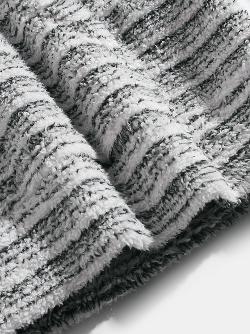 Herre Stripe Plys Fluffy Hættetrøjer Med Snoretræk Med Lomme