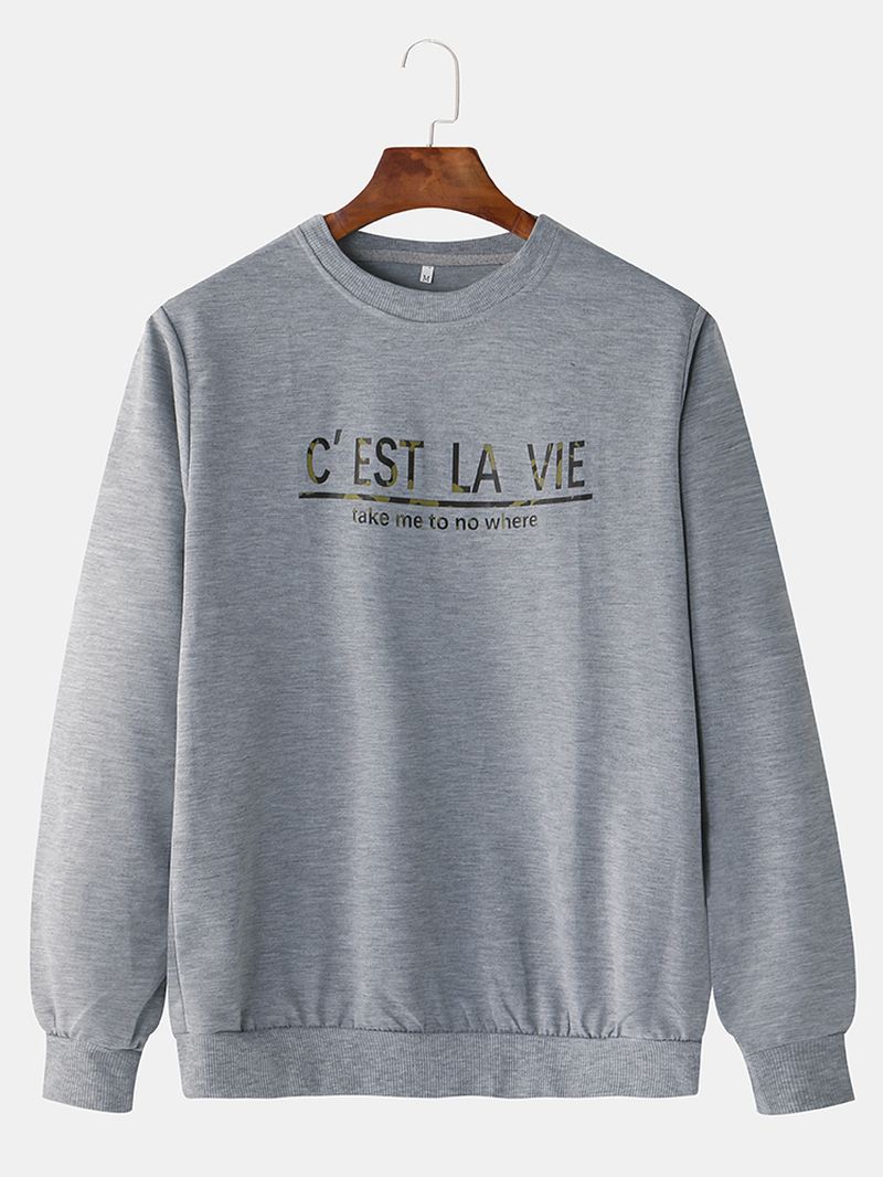 Herremode Med Rund Hals I Bomuld Langærmet Afslappet Overhead Sweatshirt